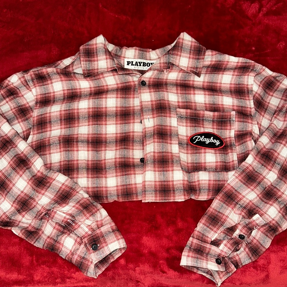 Plaid Red Playboy Button Up Flannel